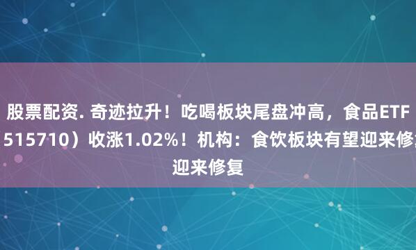股票配资. 奇迹拉升！吃喝板块尾盘冲高，食品ETF（515710）收涨1.02%！机构：食饮板块有望迎来修复