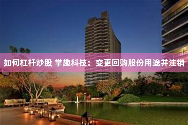 如何杠杆炒股 掌趣科技：变更回购股份用途并注销
