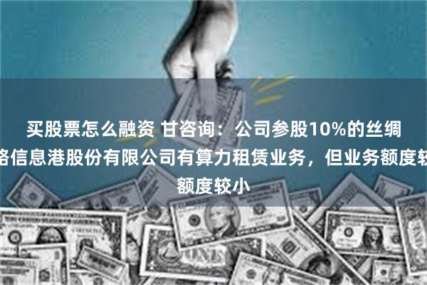 买股票怎么融资 甘咨询：公司参股10%的丝绸之路信息港股份有限公司有算力租赁业务，但业务额度较小
