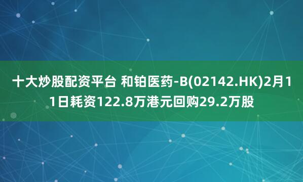 十大炒股配资平台 和铂医药-B(02142.HK)2月11日耗资122.8万港元回购29.2万股