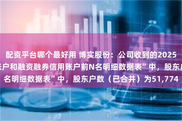 配资平台哪个最好用 博实股份：公司收到的2025年4月18日“合并普通账户和融资融券信用账户前N名明细数据表”中，股东户数（已合并）为51,774