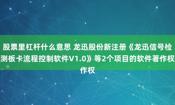 股票里杠杆什么意思 龙迅股份新注册《龙迅信号检测板卡流程控制软件V1.0》等2个项目的软件著作权