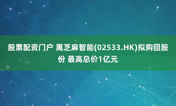 股票配资门户 黑芝麻智能(02533.HK)拟购回股份 最高总价1亿元
