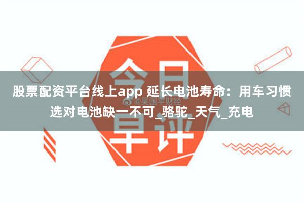 股票配资平台线上app 延长电池寿命：用车习惯选对电池缺一不可_骆驼_天气_充电